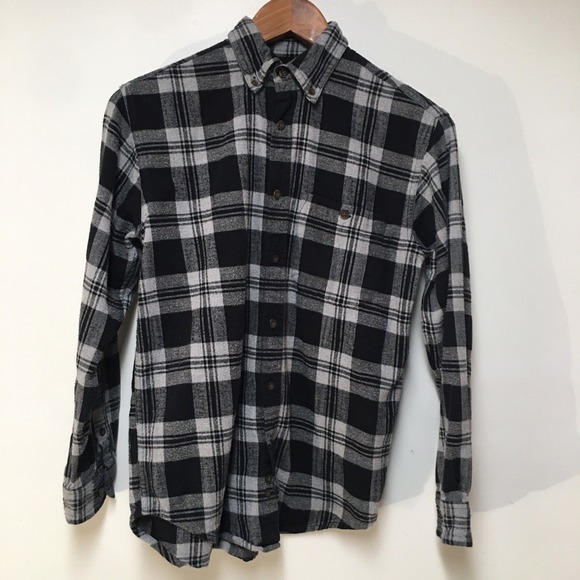 Faded Glory Men S Shirt Black Plaid Flannel Heavyweight Button Up 100% Cotton - Picture 1 of 10